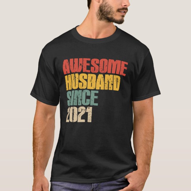 2nd Wedding Anniversary for Him Awesome Husband Si T-Shirt (Front)