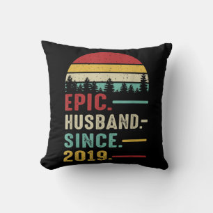 2nd Wedding Anniversary Gift for Him Epic Husband Throw Pillow