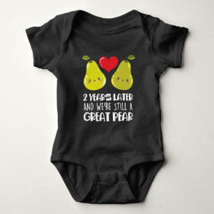 2nd Wedding Anniversary Gift Married Couple Pear Baby Bodysuit