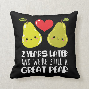 2nd Wedding Anniversary Gift Married Couple Pear Throw Pillow