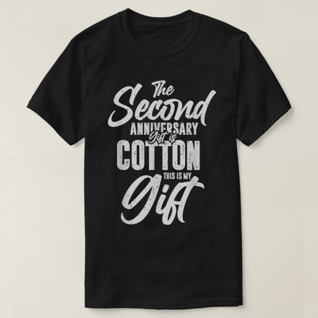 2nd Wedding Anniversary Gifts Cotton Him Husband H T-Shirt (Design Front)