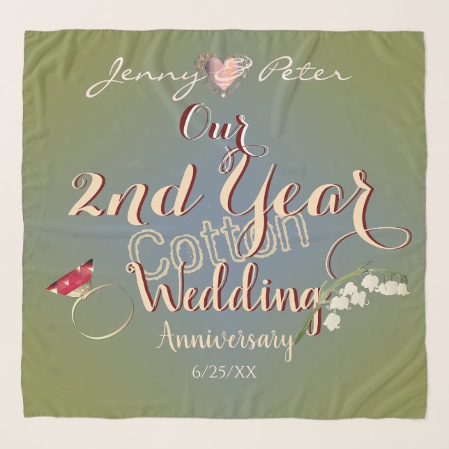 2nd Wedding Anniversary Lily of the Valley  Scarf (Front)