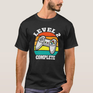 2Nd Wedding Anniversary Men Gamer Vintage Level 2 T-Shirt
