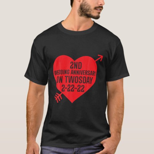 2Nd Wedding Anniversary On Twosday 2_22_22 Februar T_Shirt