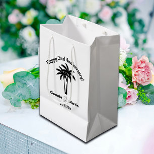 2nd Wedding Anniversary Palm Trees Medium Gift Bag