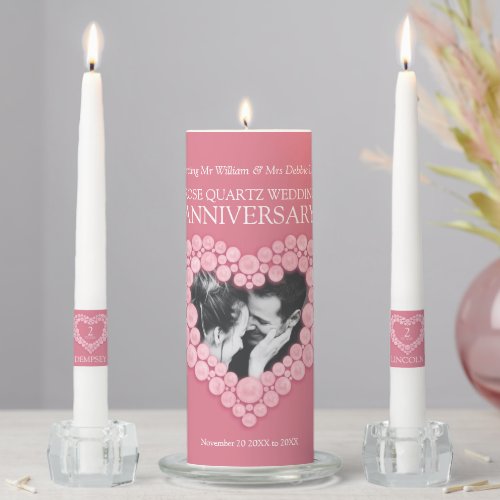 2nd wedding anniversary pink rose quartz unity candle set