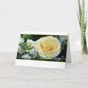 2nd Wedding Anniversary - Yellow Rose Card