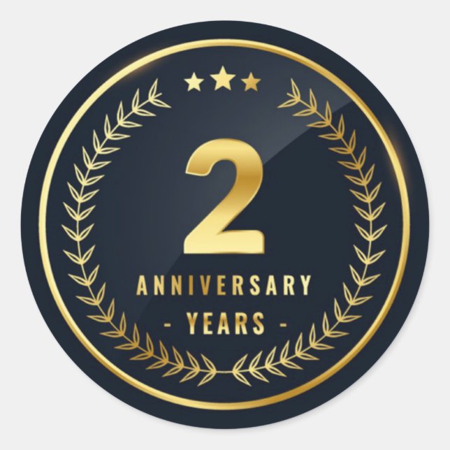 2nd Year anniversary  Classic Round Sticker (Front)