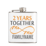 2nd Year Anniversary Infinity Gift Mr and Mrs Hip Flask