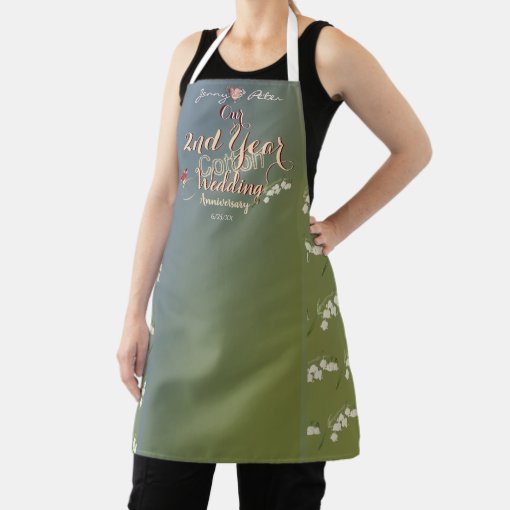 2nd Year Cotton Wedding Anniversary Apron | Zazzle