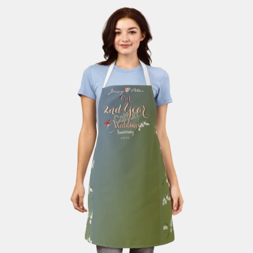 2nd Year Cotton Wedding Anniversary Apron | Zazzle