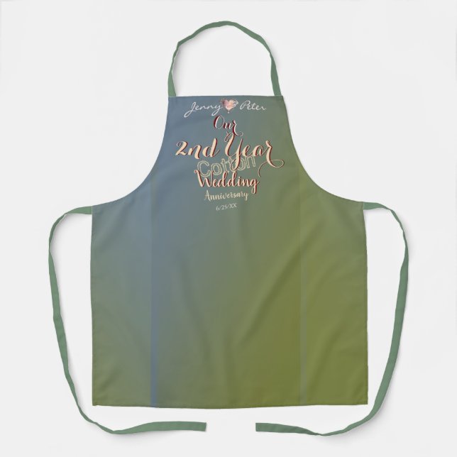 2nd Year Cotton Wedding Anniversary   Apron (Front)