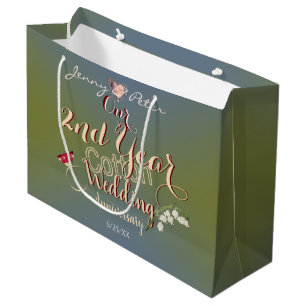 2nd Year Cotton Wedding Anniversary  Large Gift Ba Bag