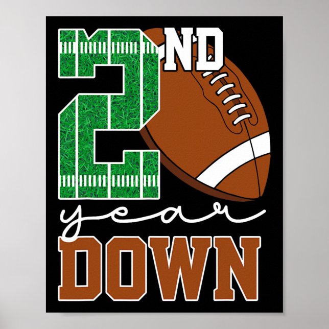 2nd Year Down Football Lover Second Birthday Boy P Poster (Front)