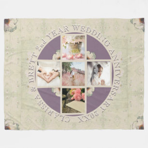 2nd yr.Wedding Anniversary 5 Photos Fleece Blanket