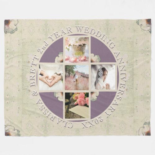 2nd yrWedding Anniversary 5 Photos Fleece Blanket