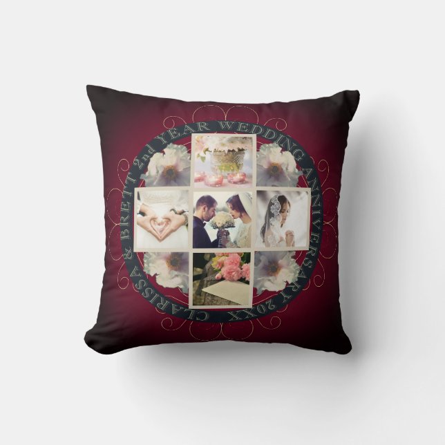 2nd Yr. Wedding Anniversary Smokey Purple Cotton Throw Pillow (Front)