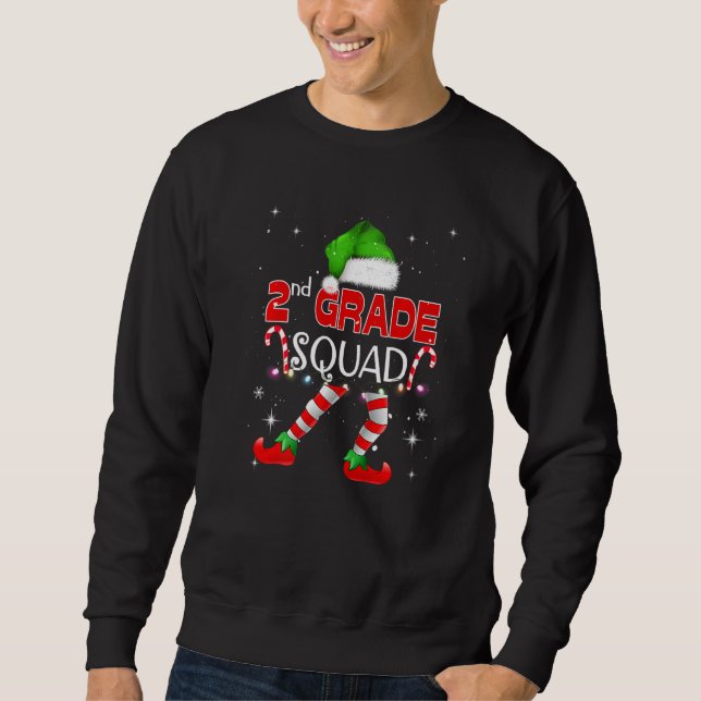 2rd Grade Elf Squad Matching Teach Christmas Schoo Sweatshirt (Front)
