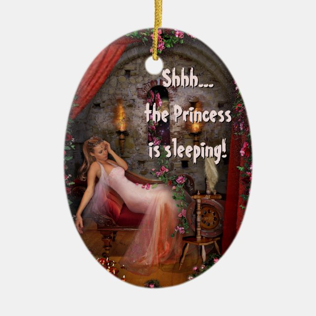 2sided customizable Princess Door Hanger Ceramic Ornament (Front)