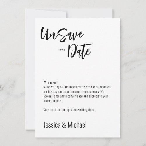  2sided Minimalist Elegant UnSave the Date Save The Date