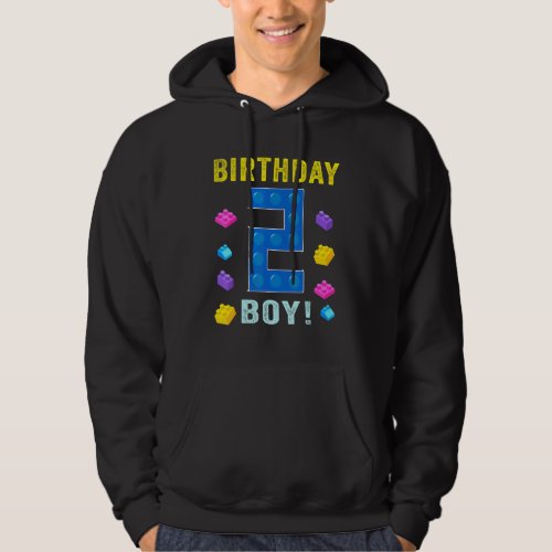 2th Birthday two 2 Years Old Block Building Boys K Hoodie