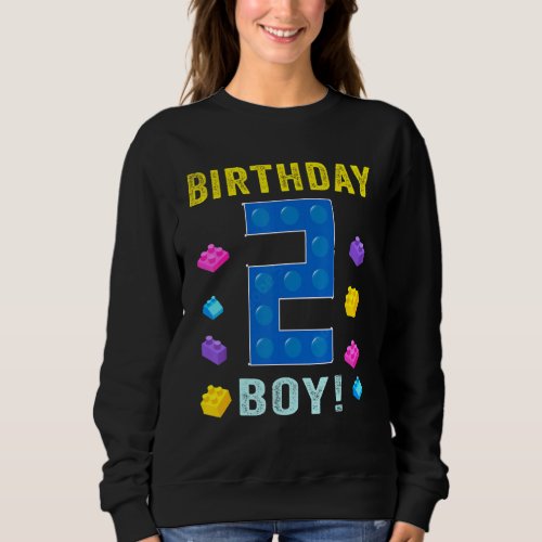 2th Birthday two 2 Years Old Block Building Boys K Sweatshirt