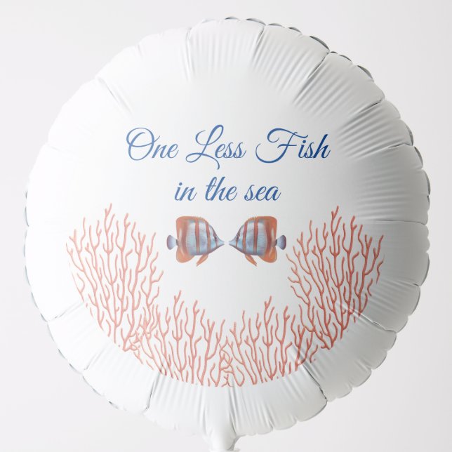 2Underwater One Less Fish in the Sea Wedding Large Balloon (Front)