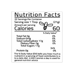 2x2” Editable Little Bee Honey Nutrition Facts Rubber Stamp