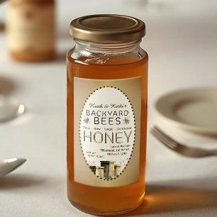 2x3 Honey Backyard Bees Hives Little Bees Gold Food Label