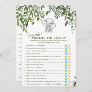 2x Games Elephant Baby Shower 5x7" Size Invitation