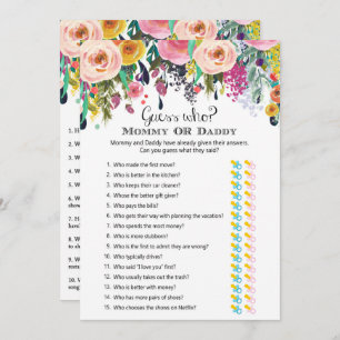 2x Games Flower Garden Baby Shower 5x7" Size Invitation