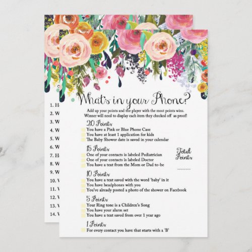 2x Games Flower Garden Baby Shower 5x7 Size Invitation