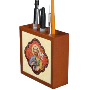 2x Portrait of St. Joseph in an Octofoil (TF 02) Desk Organizer