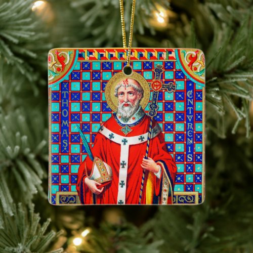 2x St Thomas Becket in Red Chasuble K 34 Ceramic Ornament