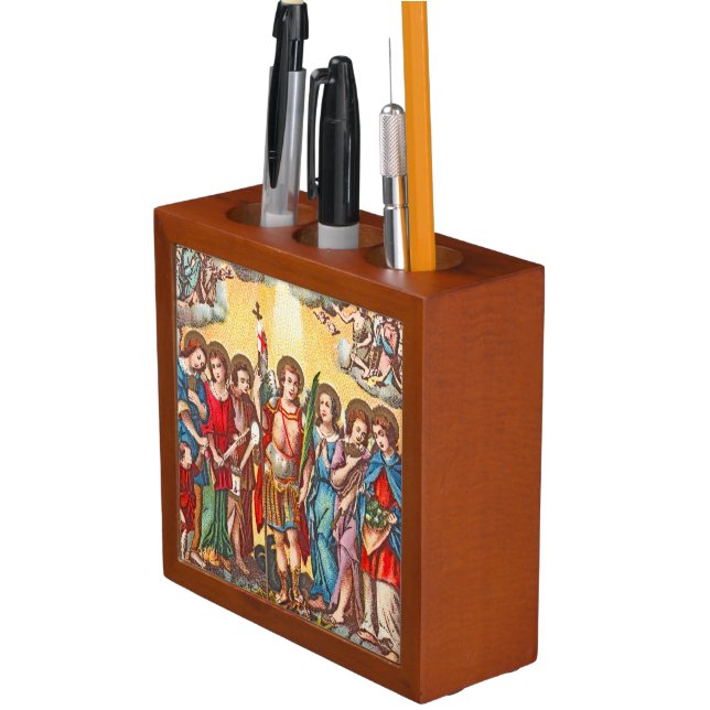 2x The Seven Archangels (CP 001; Chromolithograph) Desk Organizer (In Situ)