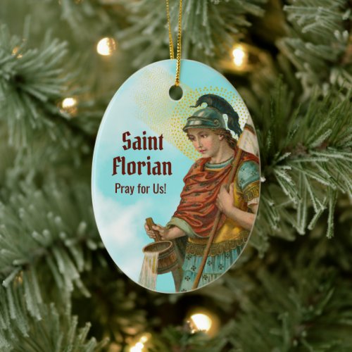 2xSt Florian with Bucket Clear Skies M 019 Ceramic Ornament