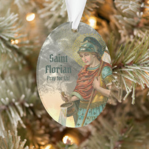 2xSt. Florian with Bucket (Smoke; M 019) Acrylic Ornament