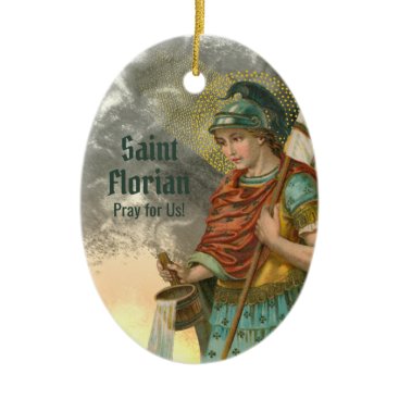 2xSt. Florian with Bucket (Smoke; M 019) Ceramic Ornament 2xSt. Florian with Bucket (Smoke; M 019) Ceramic Ornament