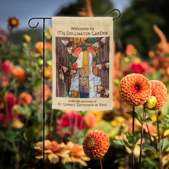 2xSt. Gobnait, Patron of Bees, Pollinator Garden Flag (Creator Uploaded)