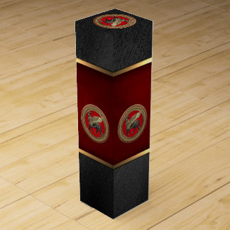 [300] Assyrian Winged Bull: Gold and Black Lamassu Wine Box