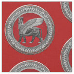 [300] Assyrian Winged Bull: Silver &amp; Black Lamassu Fabric
