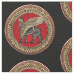 [300] Assyrian Winged Lion: Gold &amp; Black Lamassu Fabric