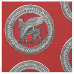 [300] Assyrian Winged Lion: Silver &amp; Black Lamassu Fabric