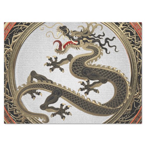 300 Black and Gold Sacred Eastern Dragon Tissue Paper