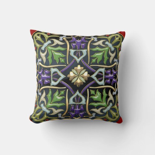 300 Celtic Cross Gold with Black Enamel Throw Pillow