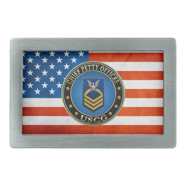 [300] CG: Chief Petty Officer (CPO) Rectangular Belt Buckle (Front)