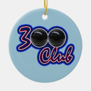 300 CLUB - PERFECT GAME IN BOWLING (BLUE) CERAMIC ORNAMENT