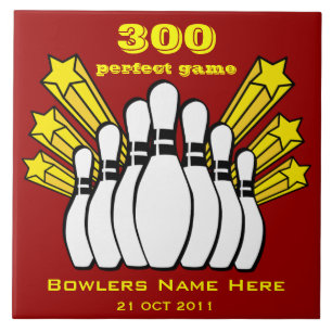 300 Game Bowling Award Decorative Tile