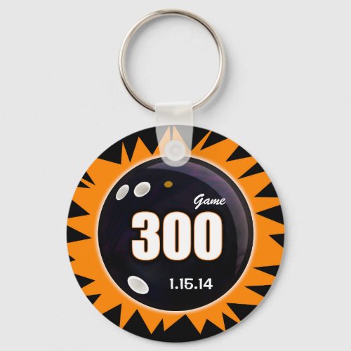 300 Game Orange  Black Keychain