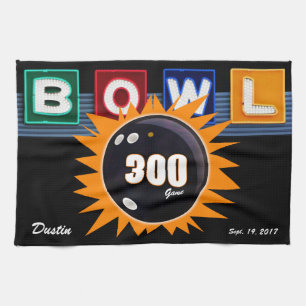 300 Game Orange & Black with Neon BOWL sign Towel